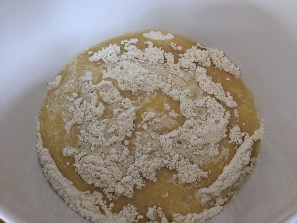 preparation of the dough for the traditional rhubarb cake