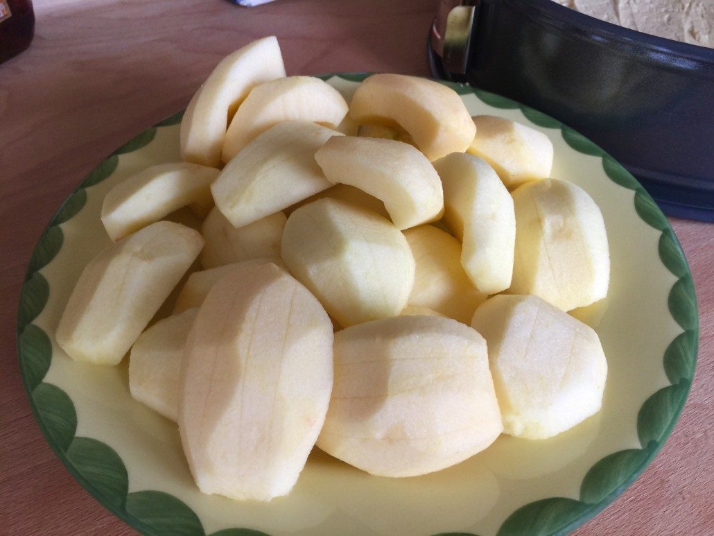 Cutting the apples for the Easy German Apple Cake Recipe