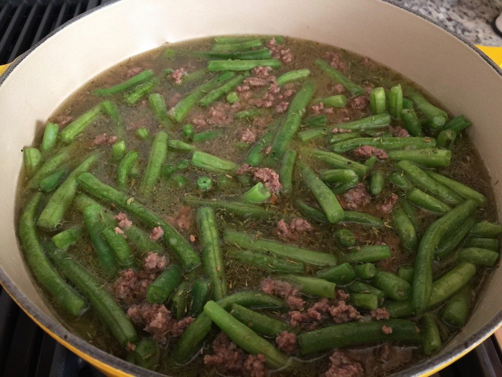 cooking of the green bean casserole