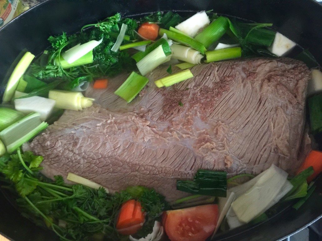 Cooking the meat for the German Beef Soup Recipe