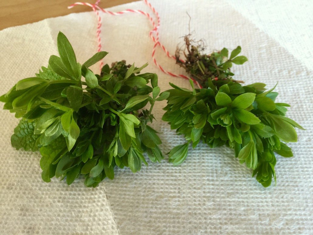 Preparation of the sweet woodruff for the May Wine Punch