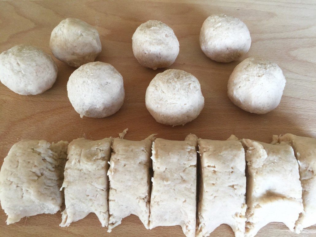 shaping of the German potato dumplings